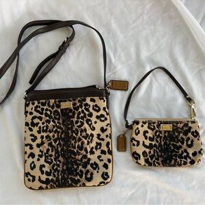 Coach Leopard Print Crossbody and Wristlet